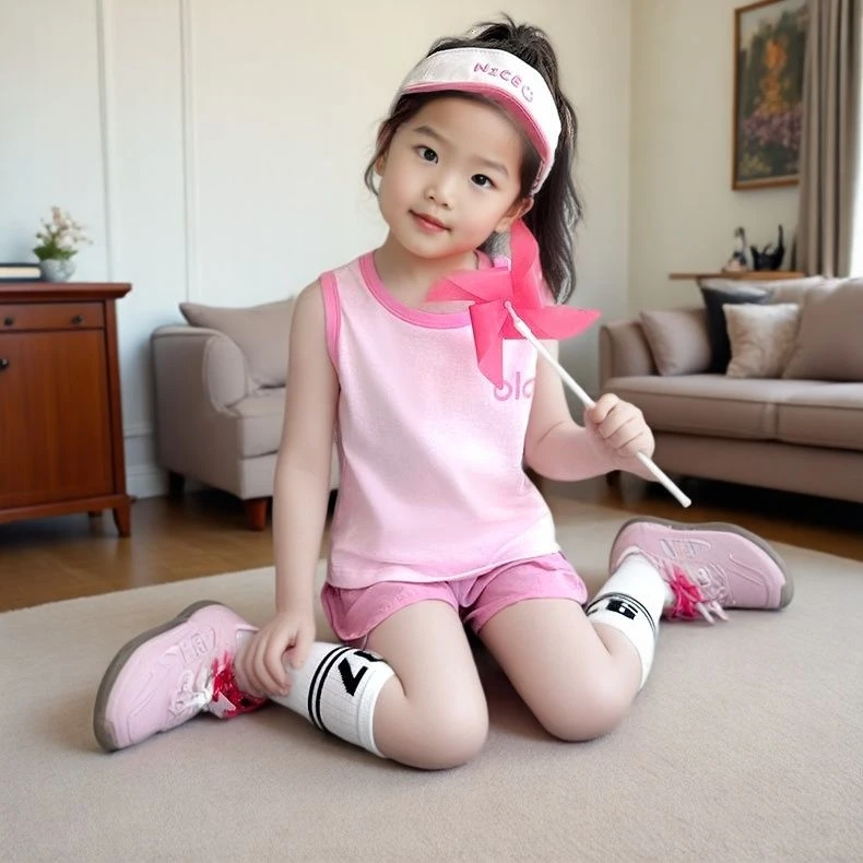女童套装夏季薄款2025新款儿童套头休闲运动背心短裤两件套洋气