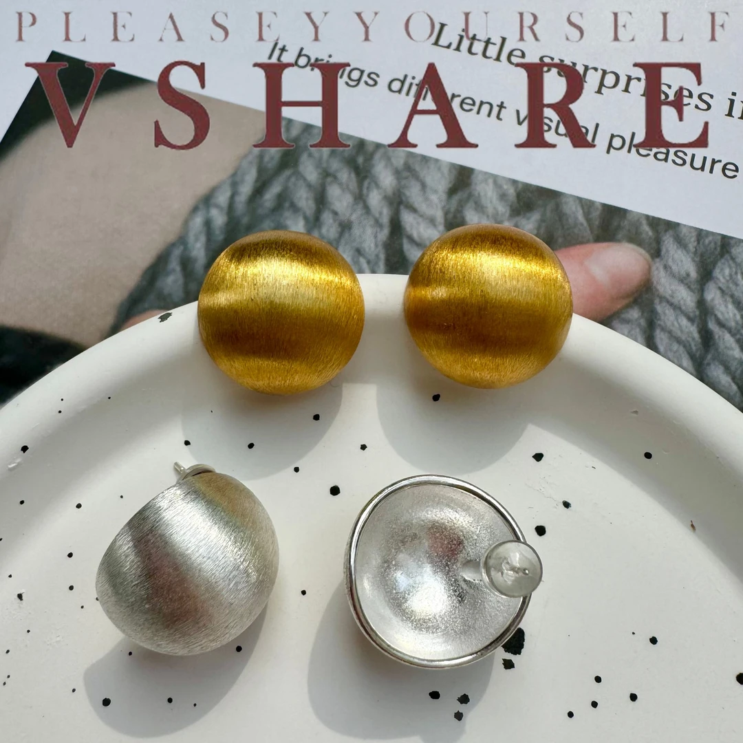 铜合金耳饰 【梦境】秋冬法式百搭复古拉丝气质轻奢时尚简约耳钉