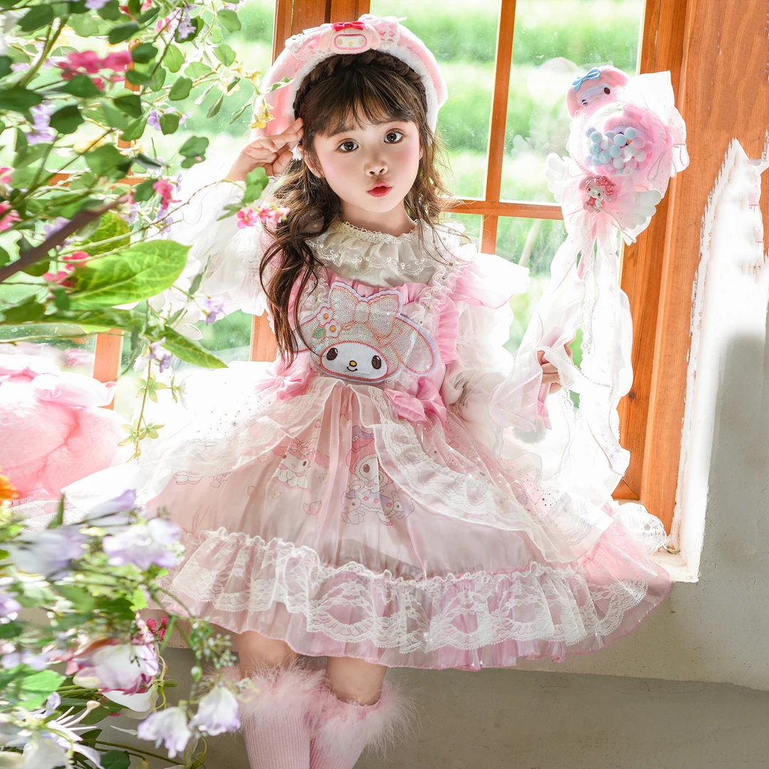 女童美乐蒂洛丽塔公主裙秋装新款儿童时髦生日表演蓬蓬裙XH036