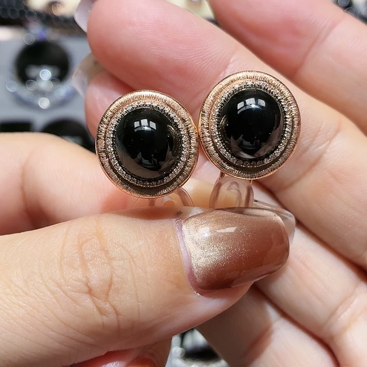 翡翠18K金镶嵌耳饰