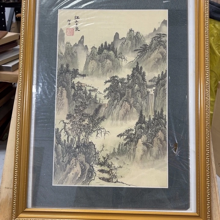 面***人版画书法手绘作品