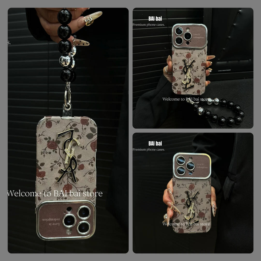 适用于苹果/华为/荣耀/红米/oppo电镀大视窗玫瑰花全包防摔手机壳