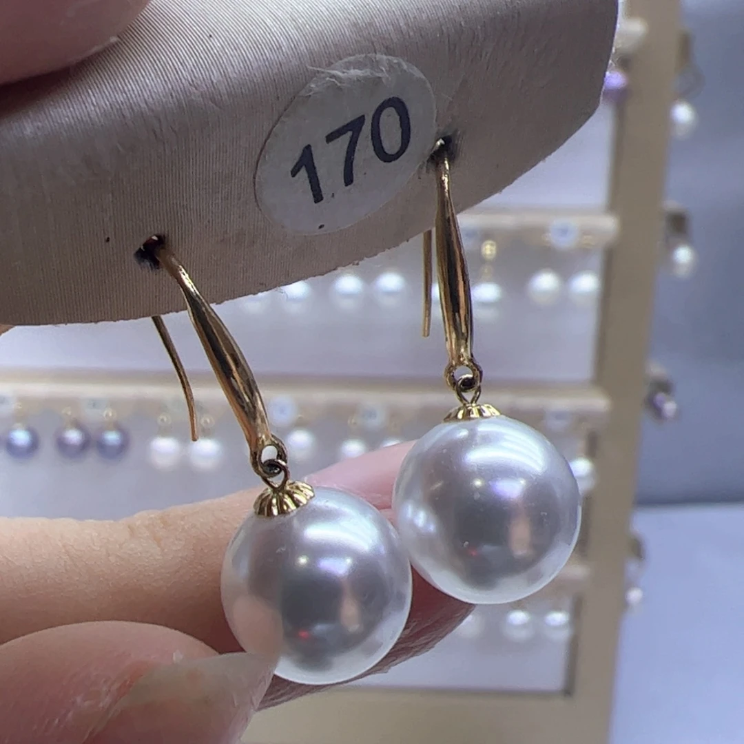 18K金镶嵌淡水珍珠耳饰