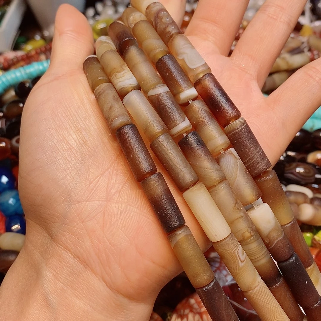 玛瑙/玉髓散珠橘皮玛瑙管8✖️20mm