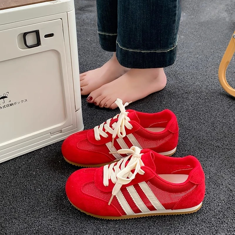 【澳门专柜正品】红色德训鞋女鞋子新款爆款春夏季百搭阿甘鞋网面透