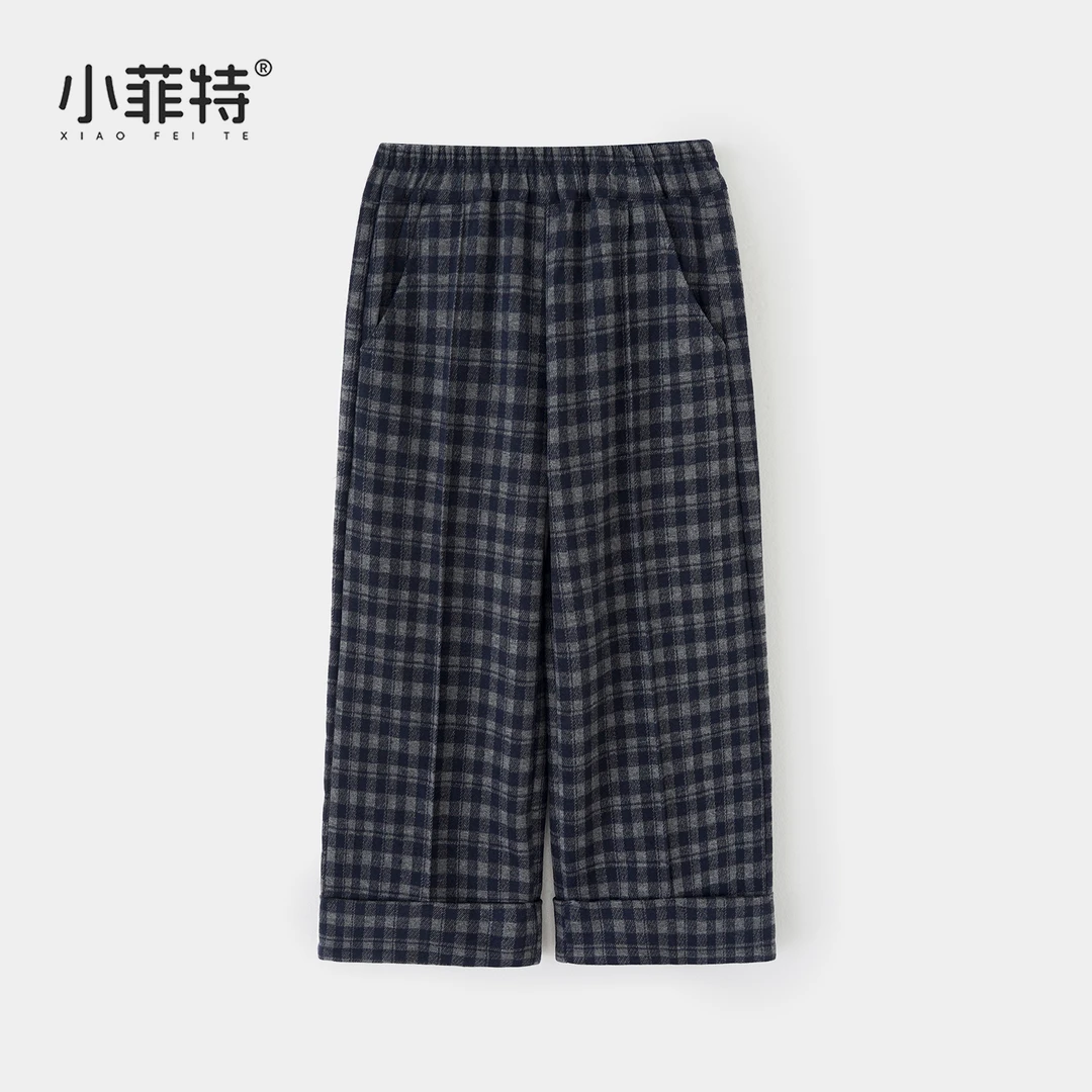 小菲特女童秋装新款长裤中大童直筒裤儿童休闲格子裤JMKQ52995
