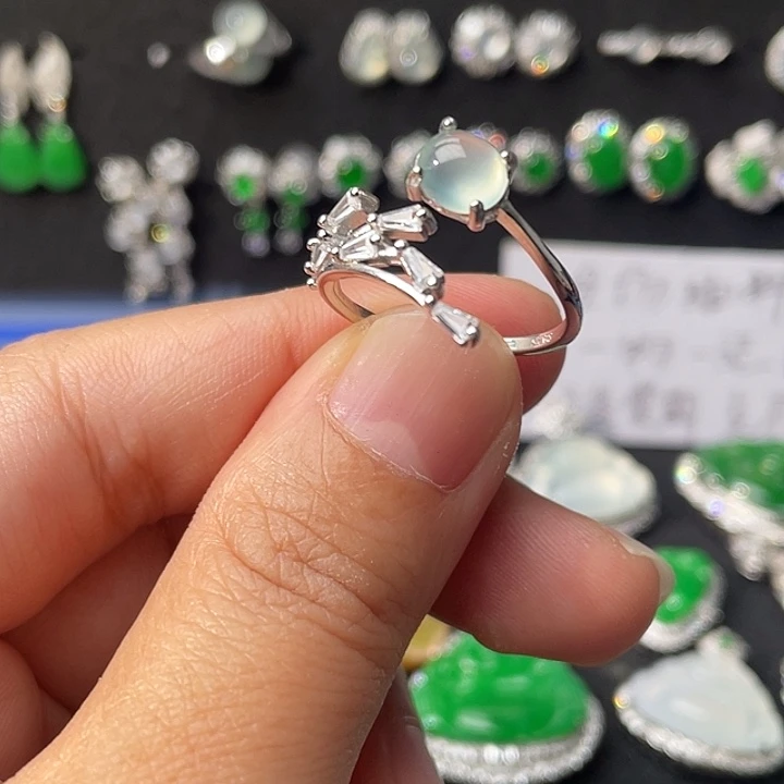 翡翠银S925镶嵌戒指