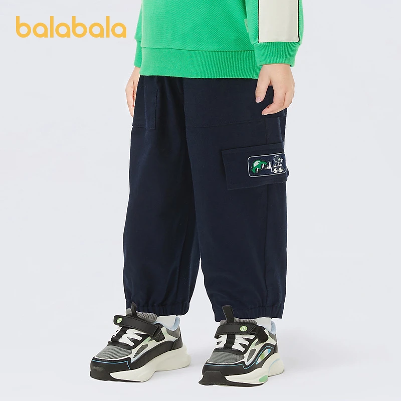 巴拉巴拉男童长裤春季工装裤宽松休闲黑色裤子