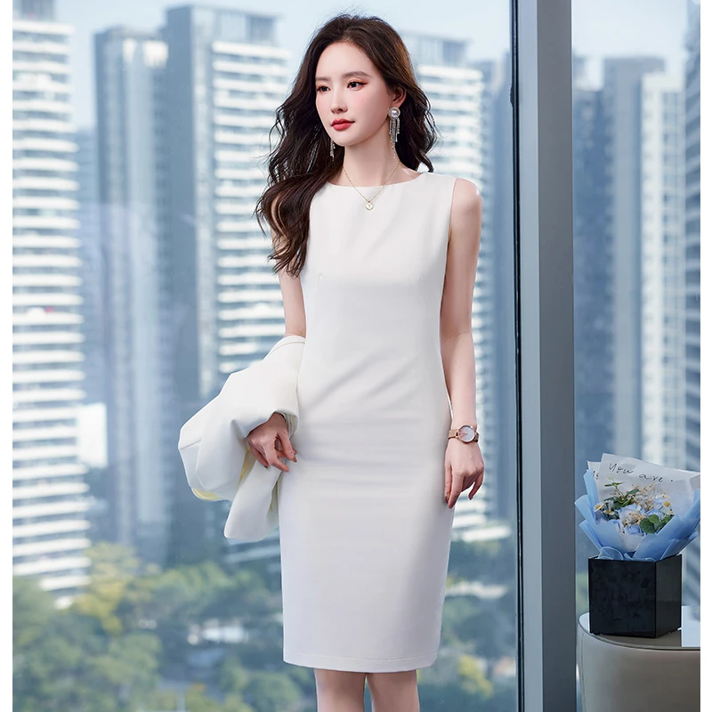 春夏季无袖西装内搭外穿连衣裙女显瘦打底高级感中长款吊带背心裙
