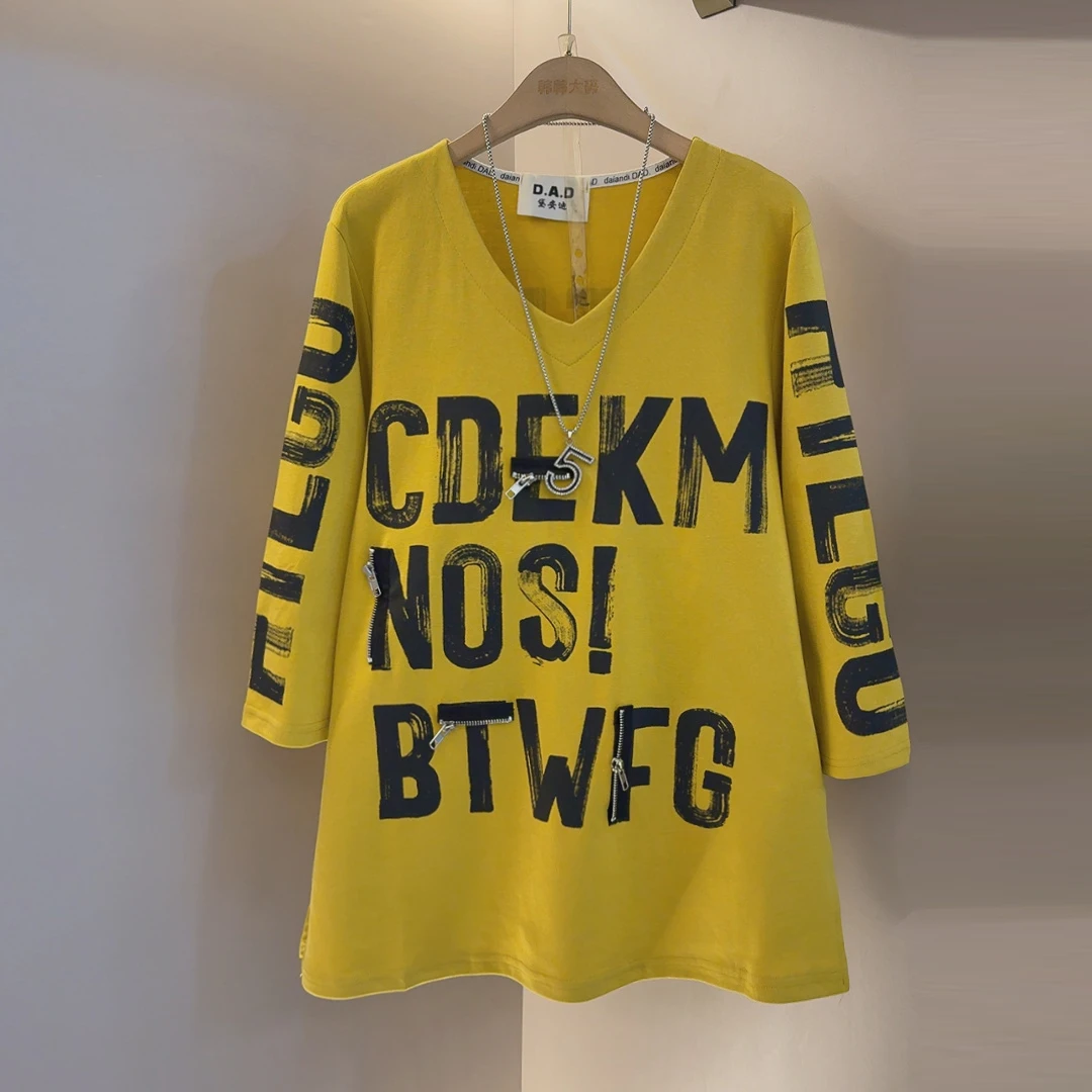 打底圆领上衣女装中长款长袖百搭创意厚款短袖常规休闲春夏