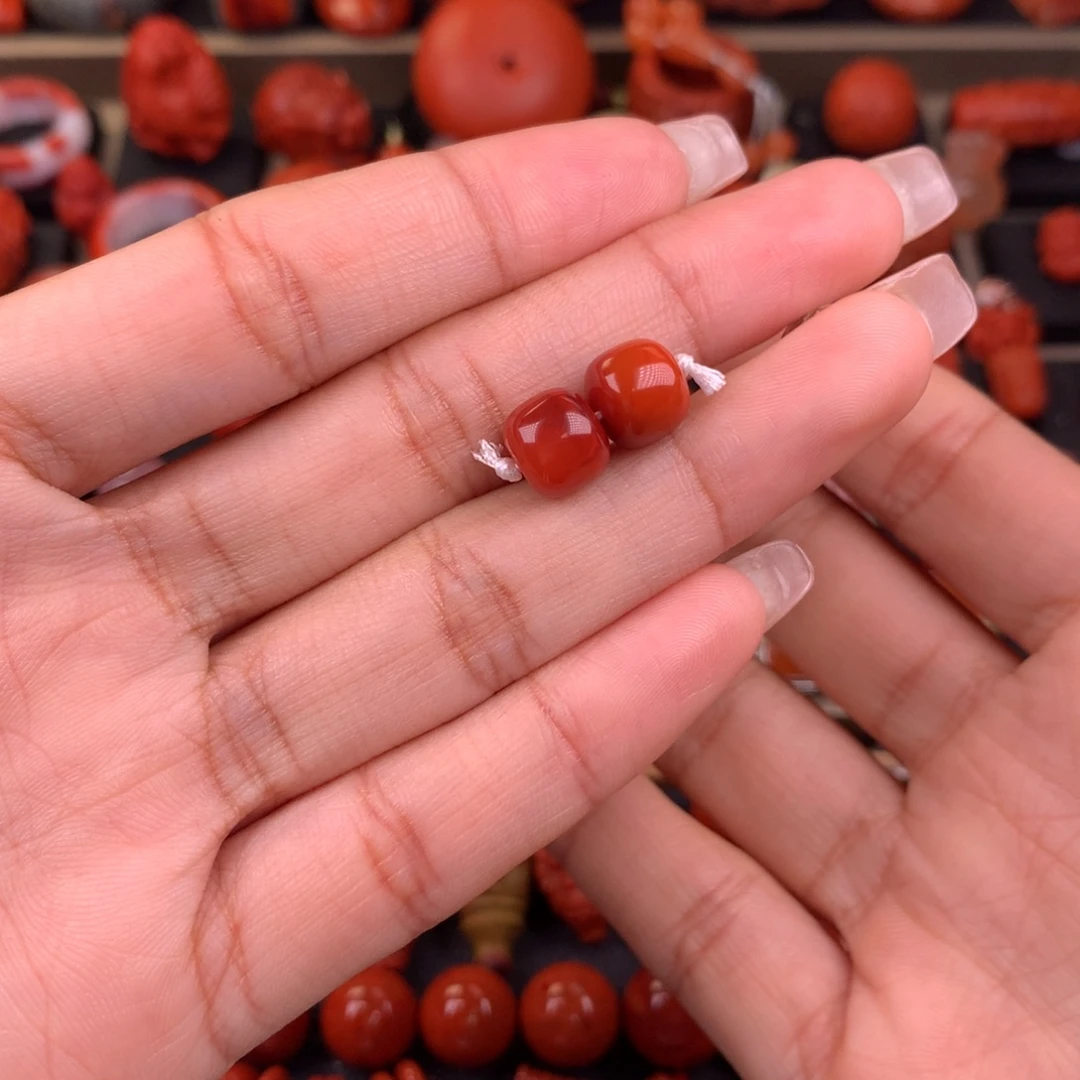 南红玛瑙未镶嵌老型对珠9