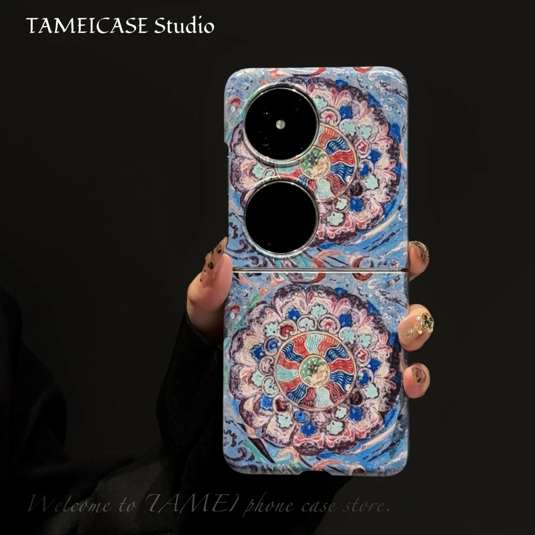 适用华为pocket2手机壳金属漆折叠FINDN3FLIP敦煌图腾2024高级感