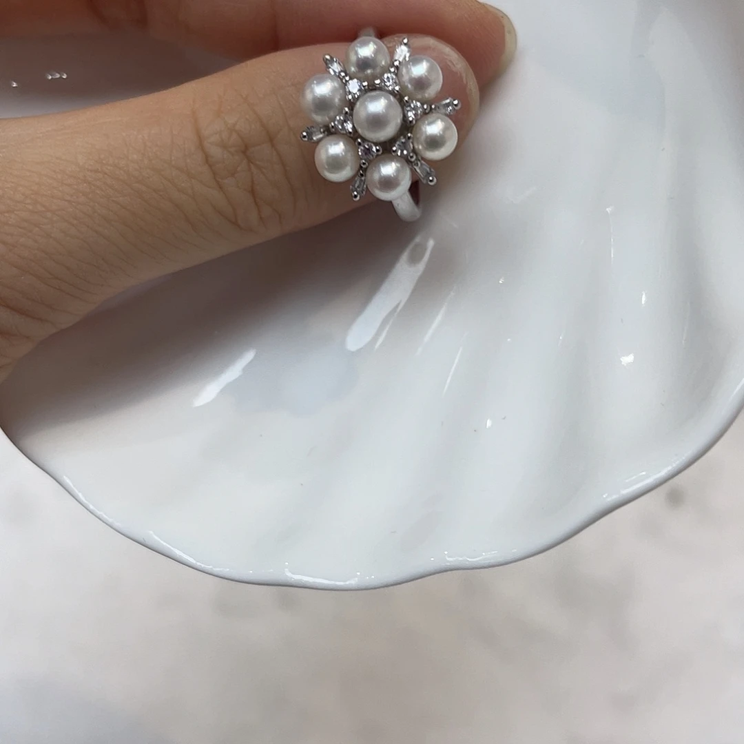 银S925镶嵌戒指海水珍珠