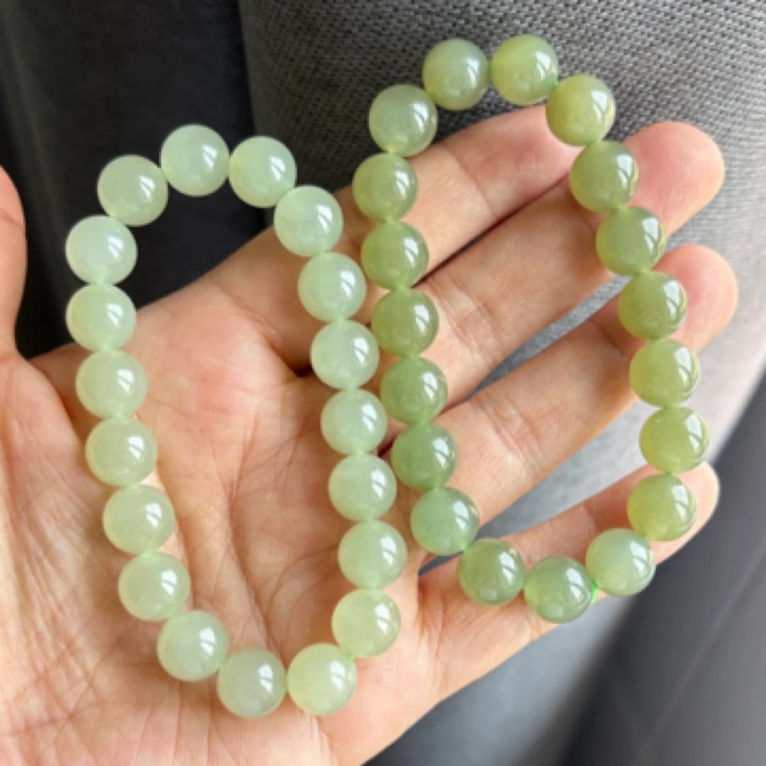 10mm高品和田玉晴水葡萄肉色冰底圆珠单圈手串温柔多样性拍一发一