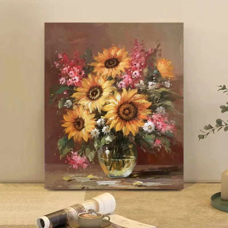 《金葵明瓶》50*60含内框，刘春建手绘油画装饰画客厅背景墙挂画