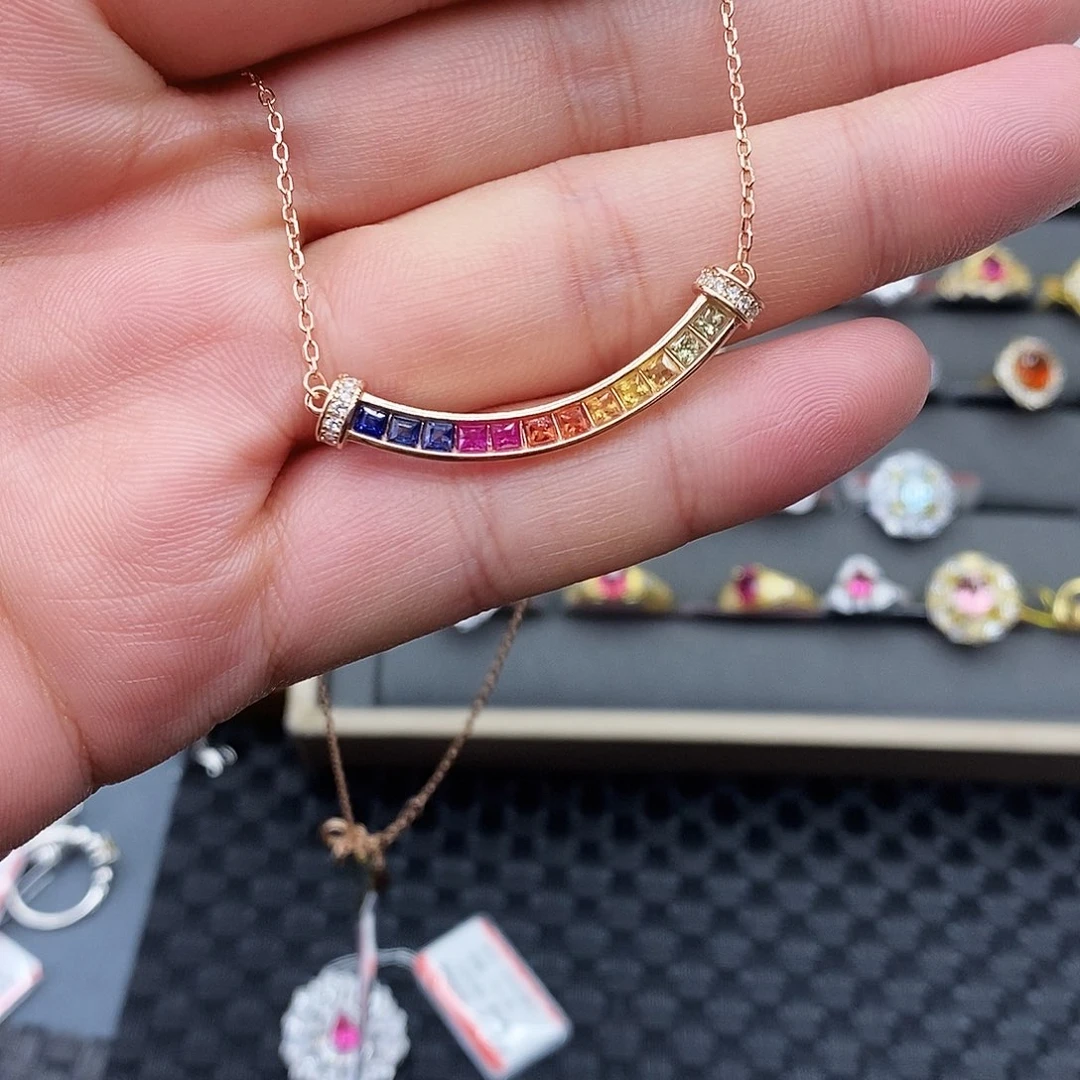 颈饰蓝宝石银S925镶嵌