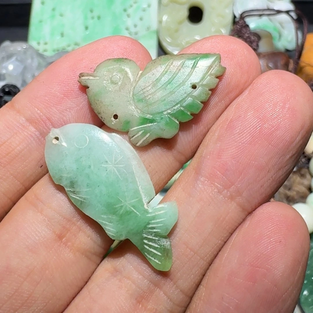 妙***)翡翠未镶嵌耳饰1111111