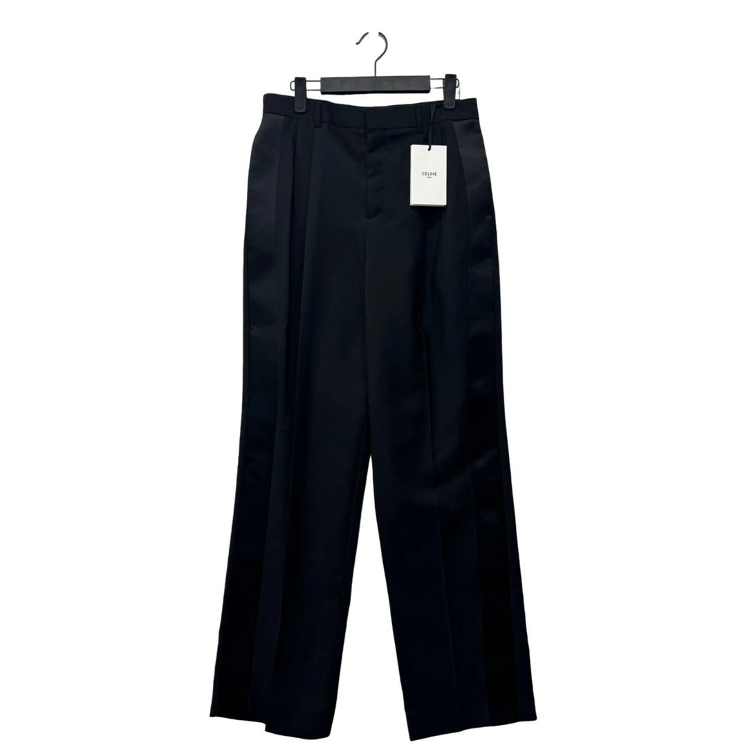 全新未使用 Celine/思琳 黑色侧边丝绸长裤 36码/吊牌