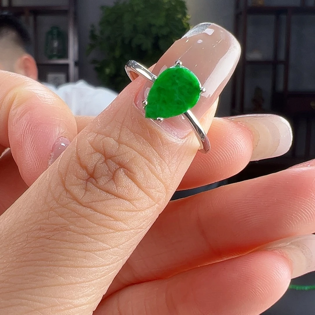 翡翠戒指银S925镶嵌戒指36