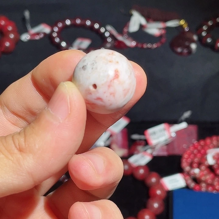 天然辰砂原石卡21大单珠