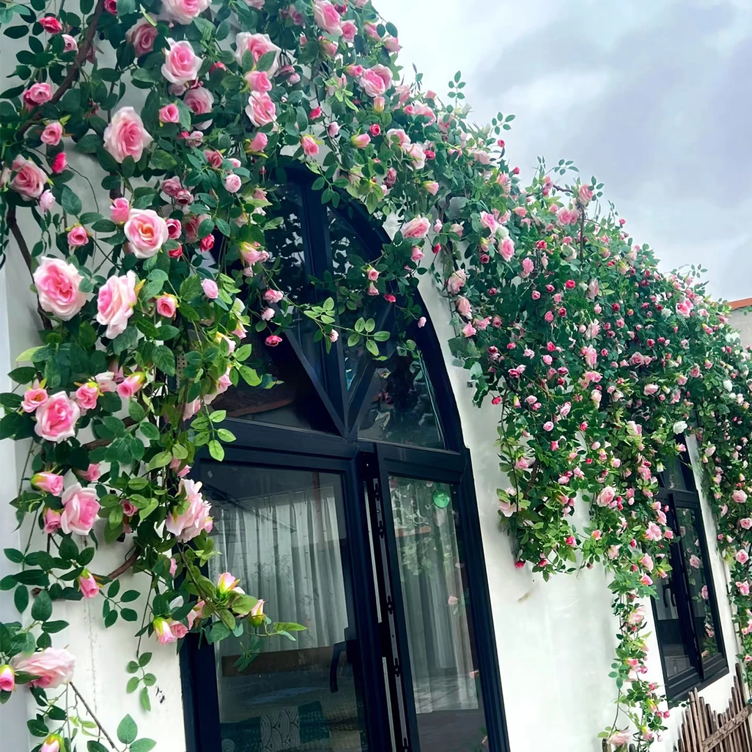 假花蔷薇玫瑰花藤高档仿真花空调遮丑及客厅装饰假植物花藤