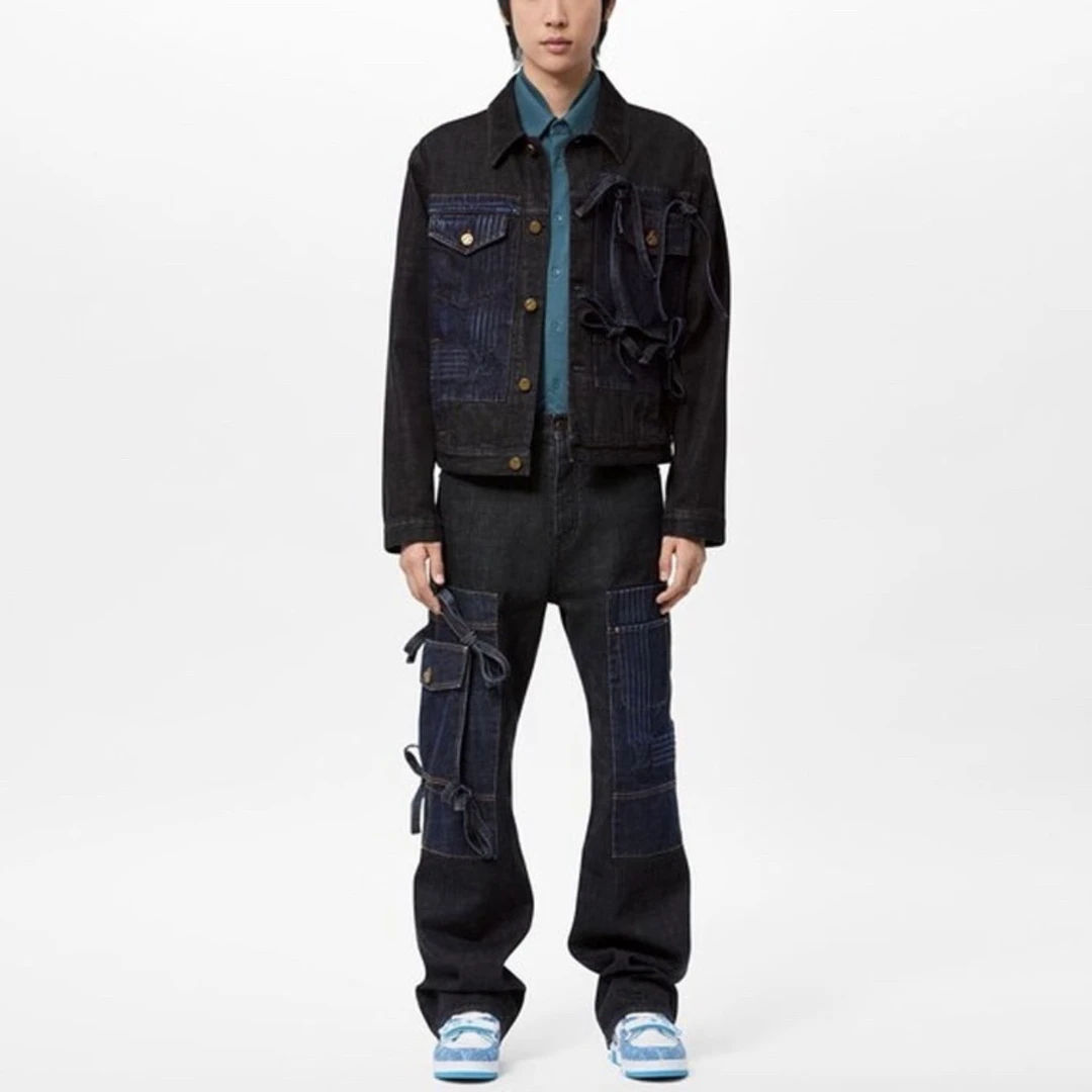 未使用 LouisVuitton/路易威登 3502/蝴蝶结单排扣牛仔外套/52码