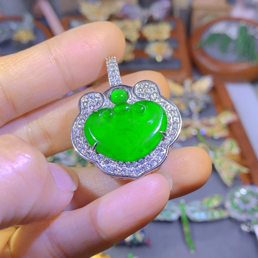 银S925镶嵌挂件翡翠