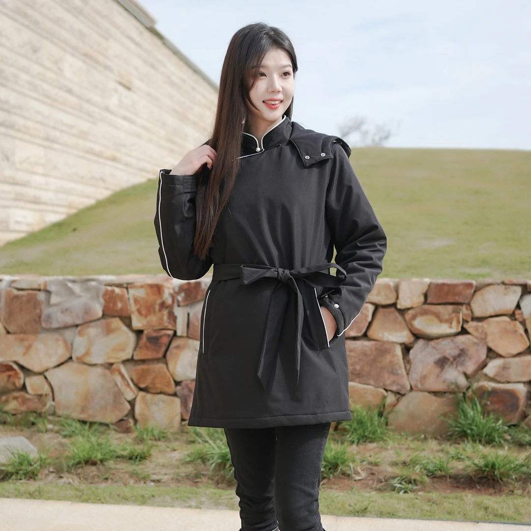 蒙古元素冬季宽松型中长款加厚棉服时尚保暖