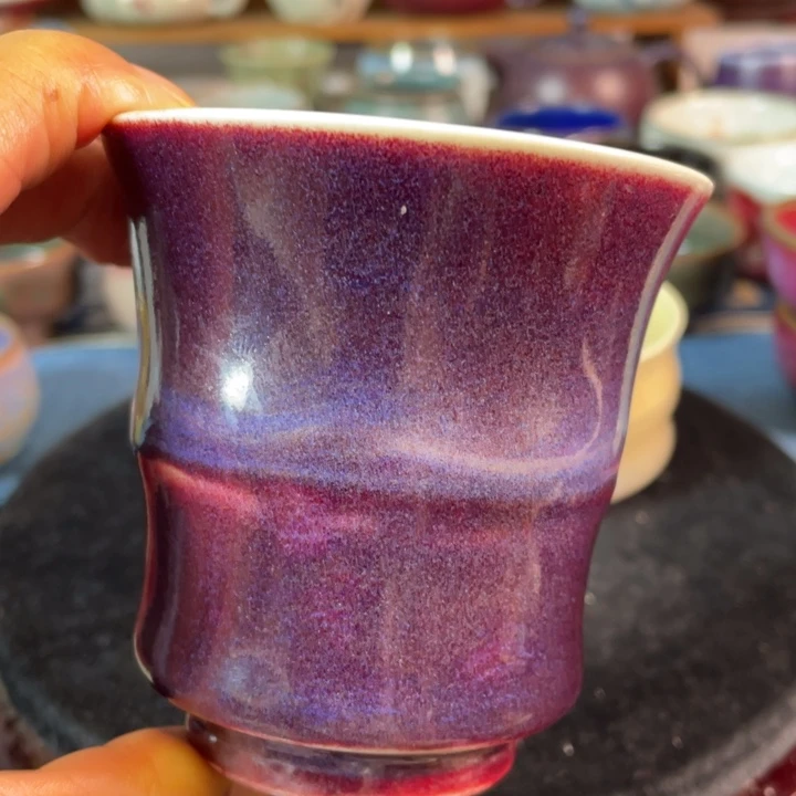 摆件钧瓷手工竹节杯
