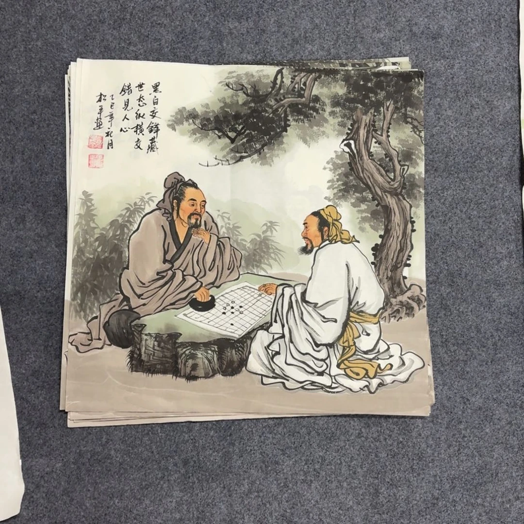 国画50×50精品人物茶室手绘画画画