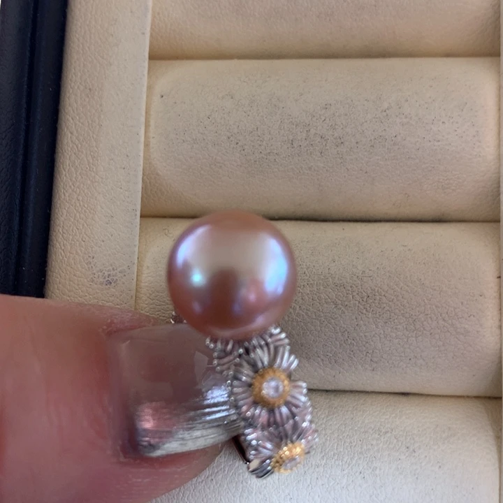银S925镶嵌戒指淡水珍珠