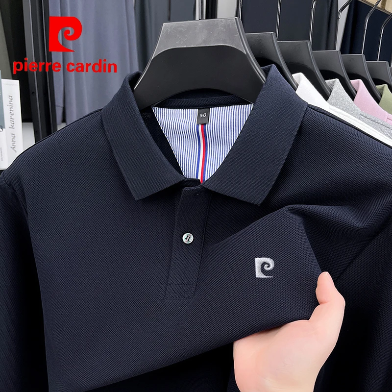皮尔卡丹25年新款春秋透气长袖休闲polo衫男士男款翻领T恤百搭