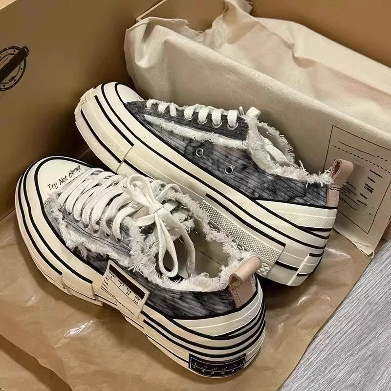 建豪同款厚底乞丐鞋2024秋冬季新款男女鞋复古板鞋休闲百搭帆布鞋