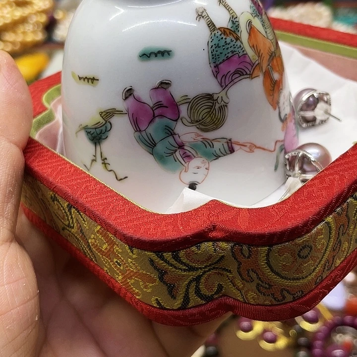 临***雨青花彩绘小主人杯子