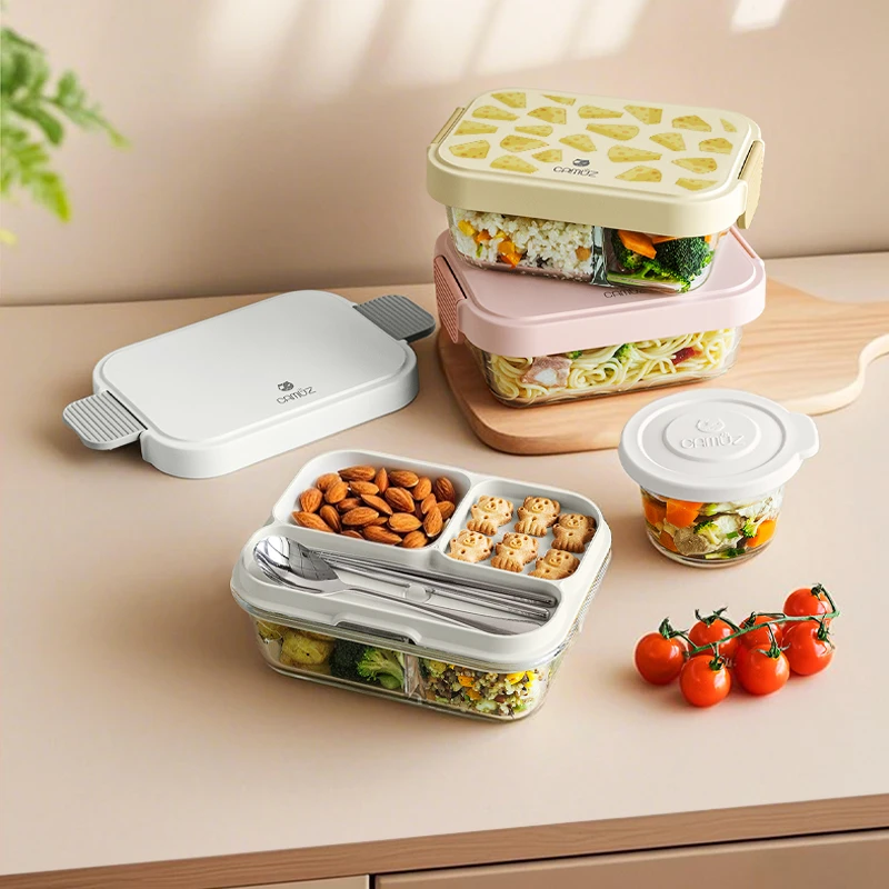 CAMUZ/昌木子玻璃饭盒微波炉加热学生上班族带饭分隔保鲜便当盒