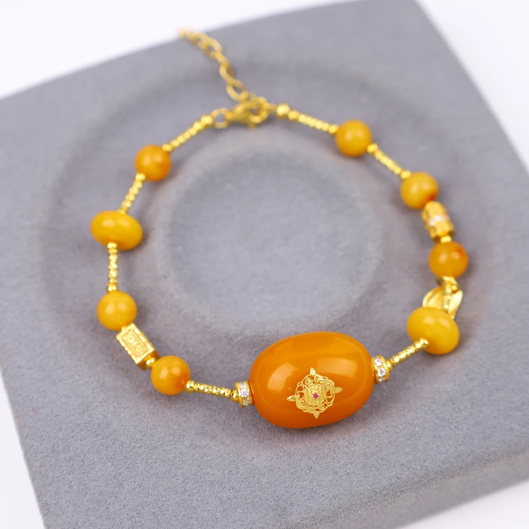 【心如珠宝赐福】蜜蜡枣珠手链 JY78449434894