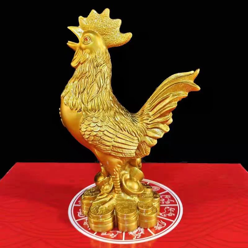 【香港ZHOUFU】高定金鸡报晓 吉祥如意 家居客厅 玄关摆件-无礼盒
