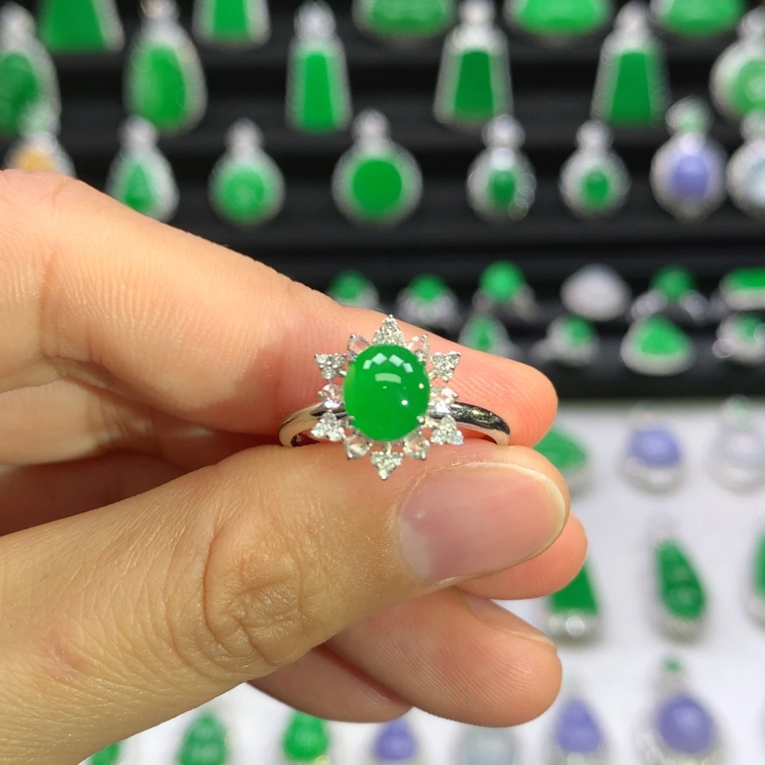 翡翠吊坠(不含链)18K金镶嵌