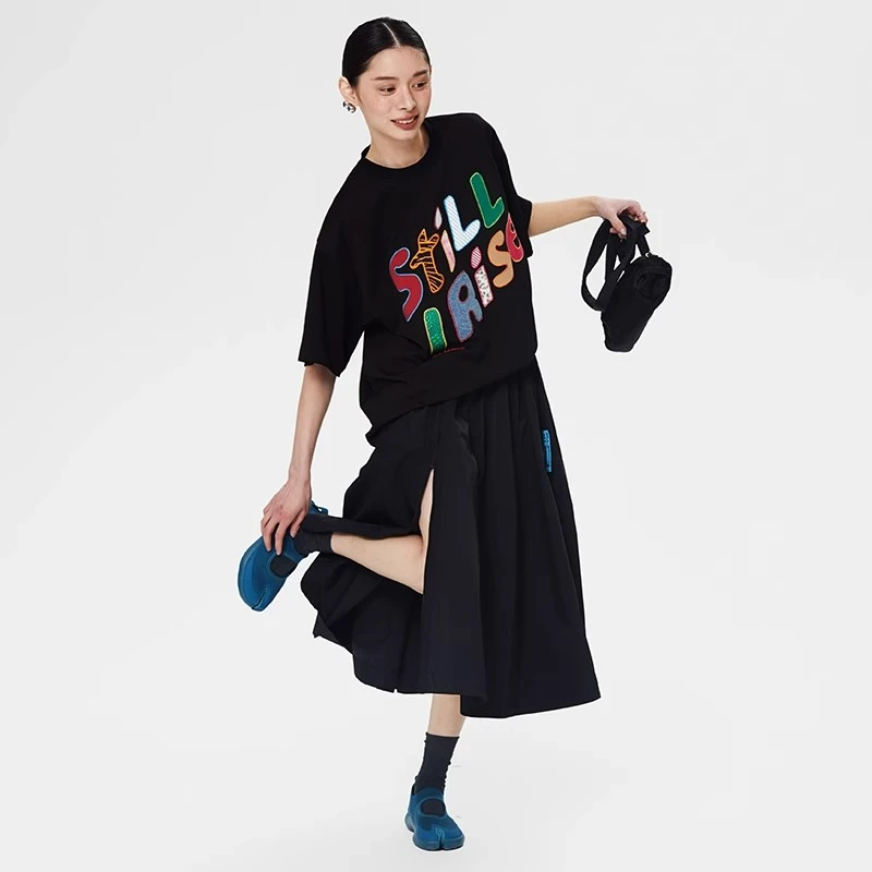 【茉舍】ALL BEINGS 可调节宽褶开衩A字伞半身长裙TESH23331-650