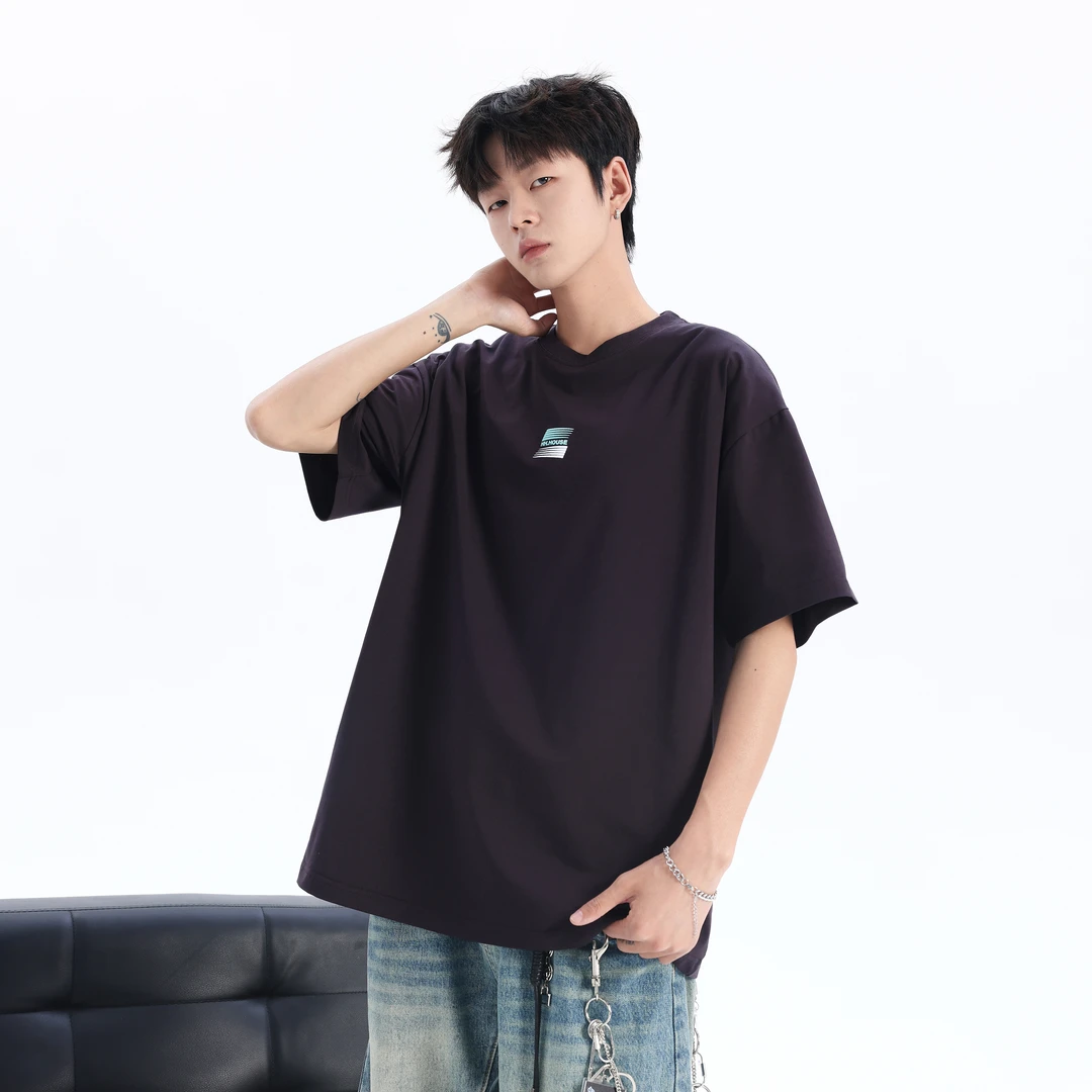 夏季短袖T恤青少年时尚简约百搭潮流圆领宽松休闲国潮半袖T恤