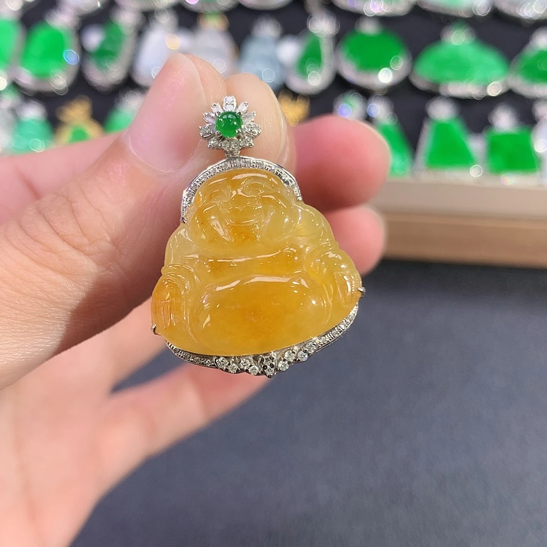 翡翠18K金镶嵌吊坠(赠链)