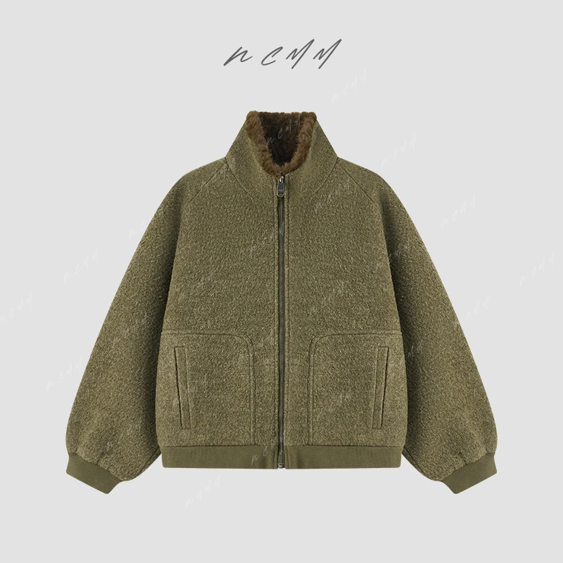 NCMM匠音夫妇「避风湾」100羊毛拉链毛领夹克呢外套C-8235