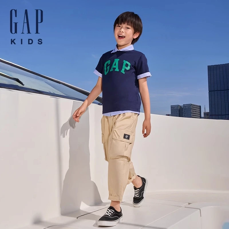 【大小童款】Gap男女童2025夏季新款LOGO圆领短袖T恤儿童装835287