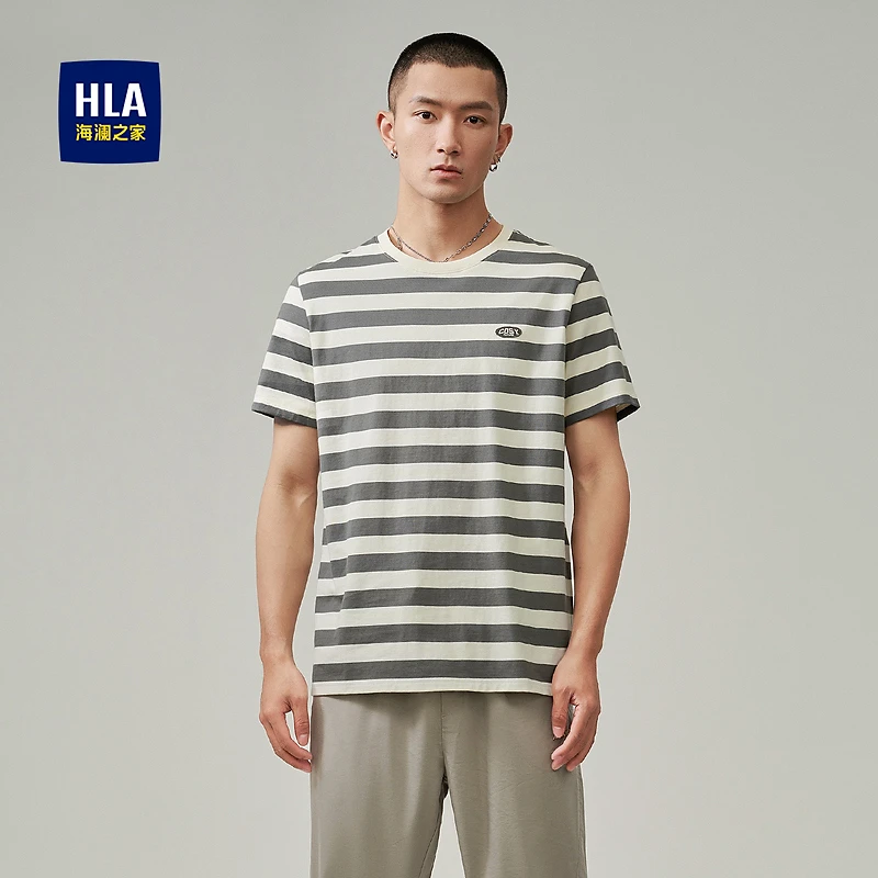 【100%棉】HLA海澜之家短袖T恤男舒适透气简约有型短袖男