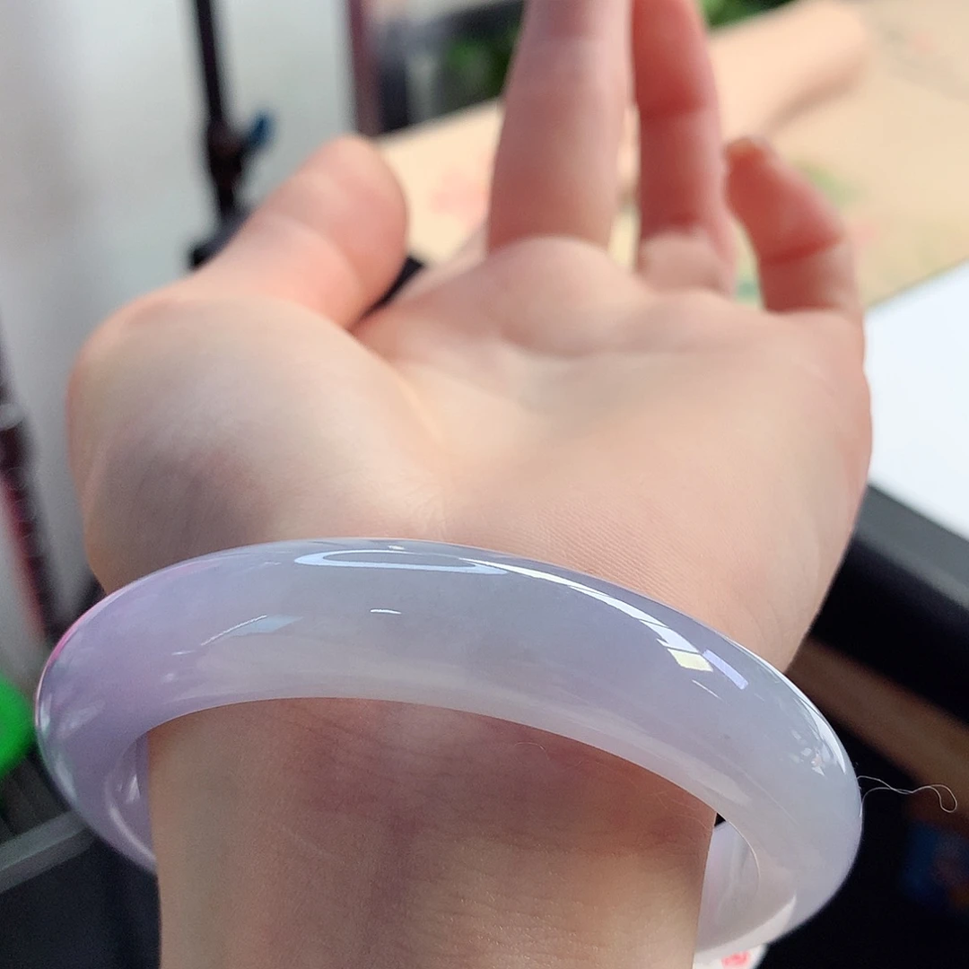 翡翠手镯未镶嵌天然翡翠57-58茄子紫紫霞仙子