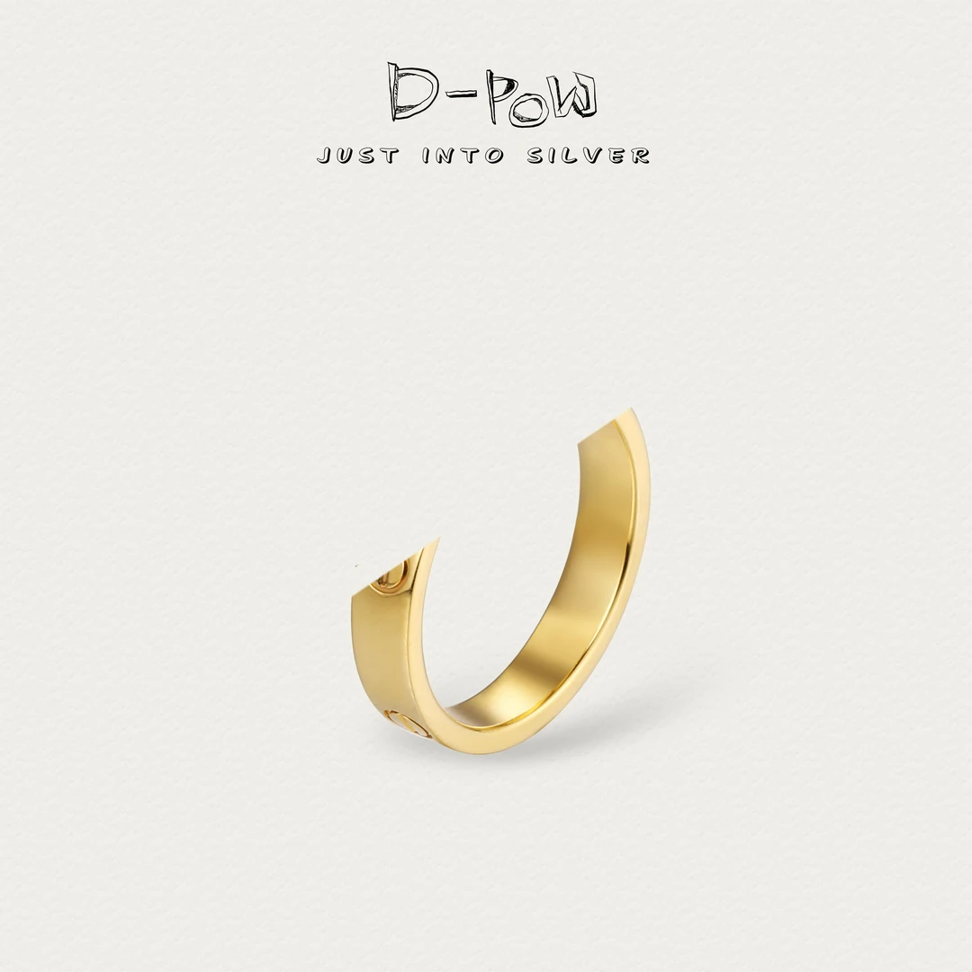 灯小炮 足银戒指 卡家戒指（8613）素圈经典金色闭口戒素款