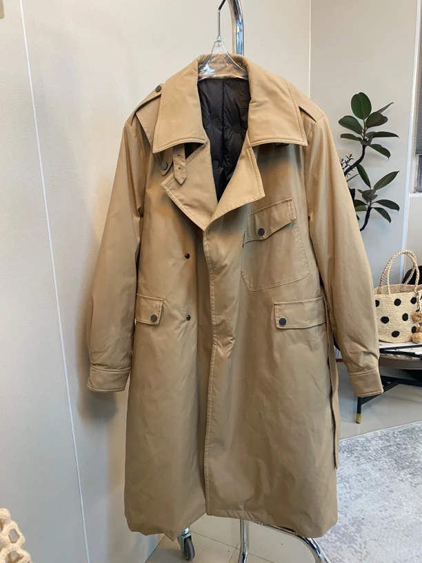 【K11】休闲时尚品质高货卡其色风衣厚外套