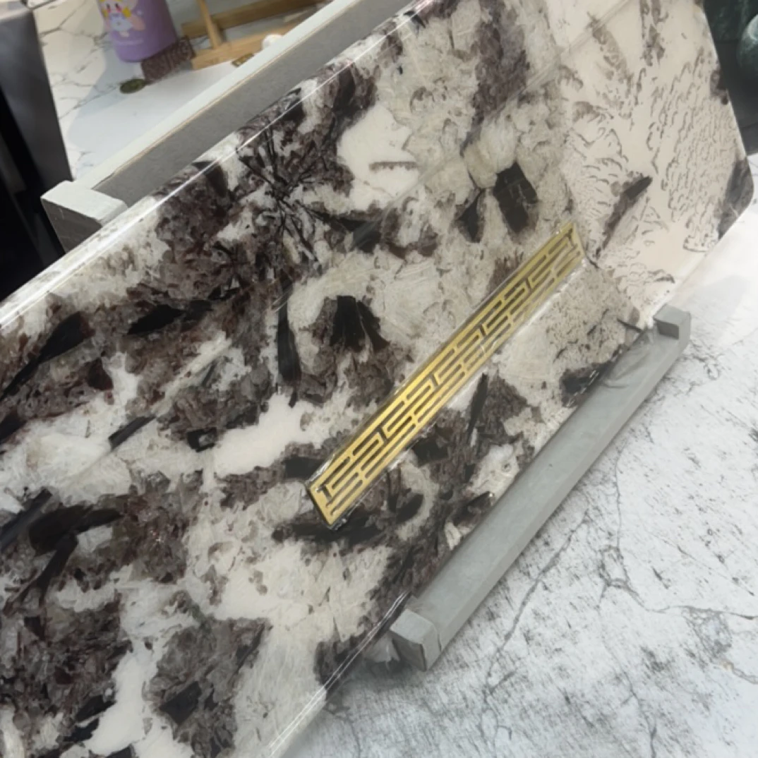 天然奢石湿泡茶盘四边包边耐高温家用轻奢茶托