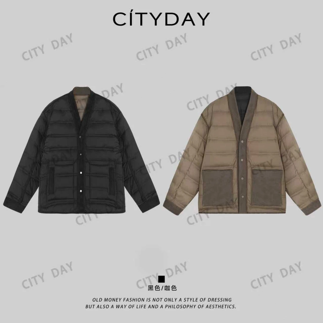 CityDay【楠哥】一衣双境.云肤感撞色拼接双面穿道袍羽绒服 25030