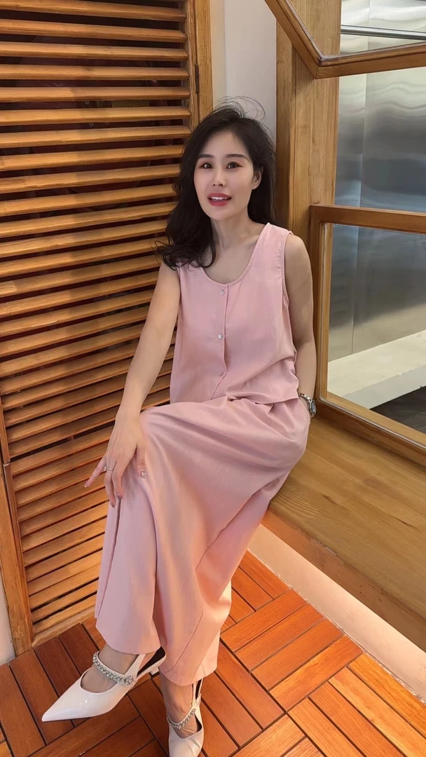 Miss huo 马甲半身裙套装 A粉色 66615